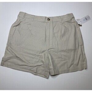 NWT Time & Tru Women's Linen Blend Button Shorts MEDIUM (8-10) Papyrus Beige